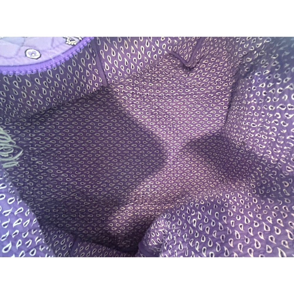 Vera Bradley Purple Quilted Floral Paisley Cotton Duffel Travel Bag Monogram LSM - Picture 6 of 7